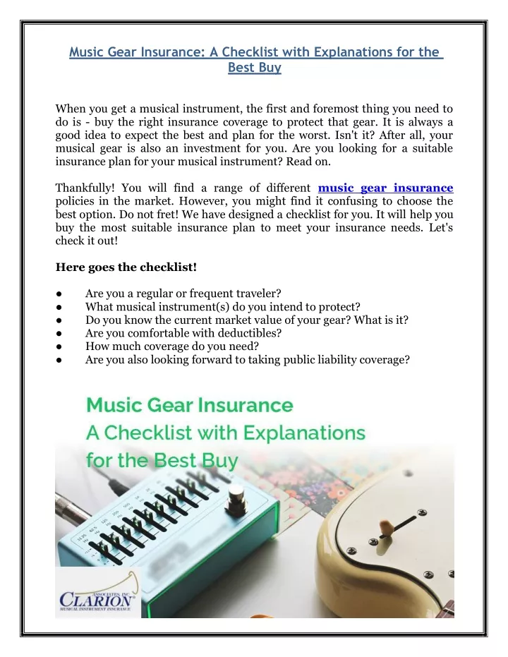 music gear insurance a checklist with