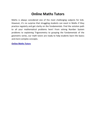 Online Maths Tutors