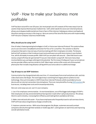 VoIP - How to make your business more  profitable