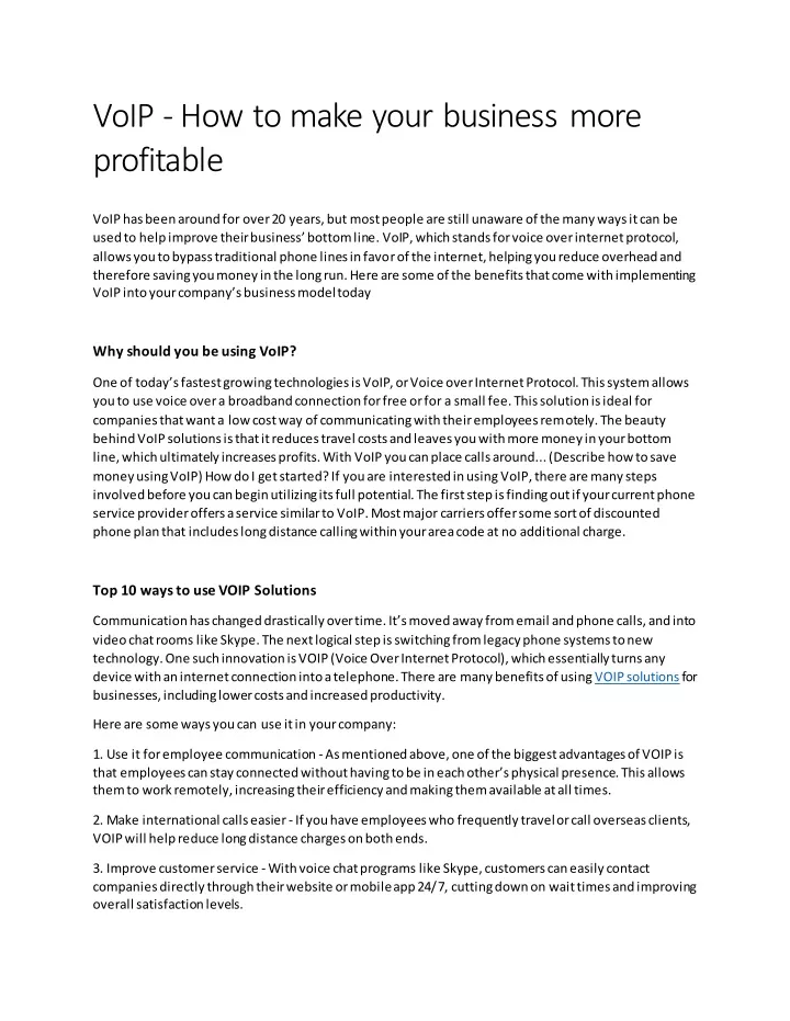 voip how to make your business more profitable