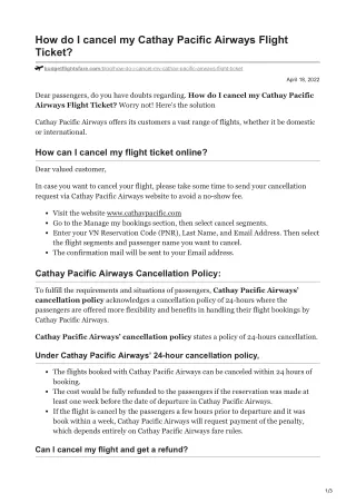 how do i cancel my cathay pacific airways flight