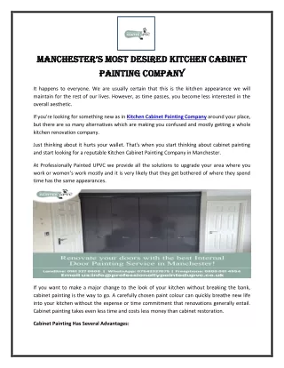 Manchester’s Most Desired Kitchen Cabinet Painting Company