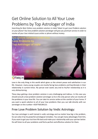 Get Online Solution to All Your Love Problems by Top Astrologer of India (1)