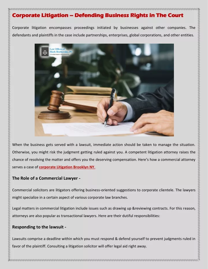 corporate litigation corporate litigation