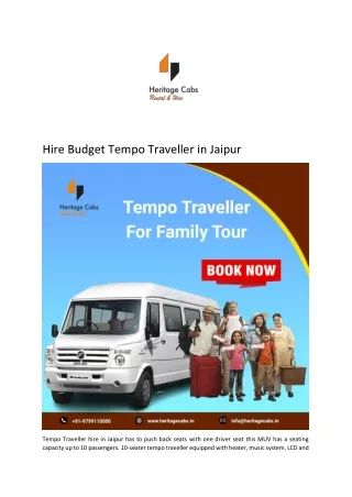 Hire Budget Tempo Traveller in Jaipur