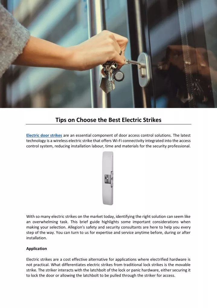 tips on choose the best electric strikes electric