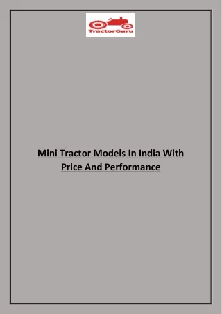 mini tractor models in india with price