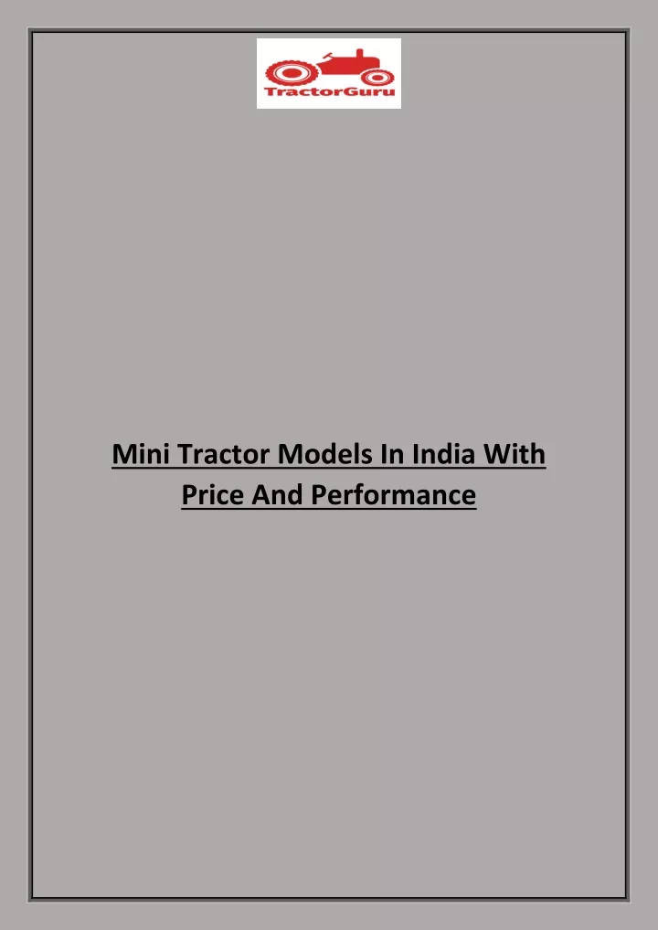 mini tractor models in india with price