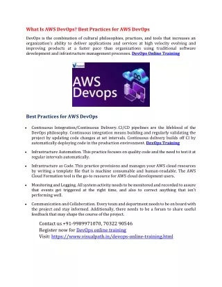what is aws devops best practices for aws devops