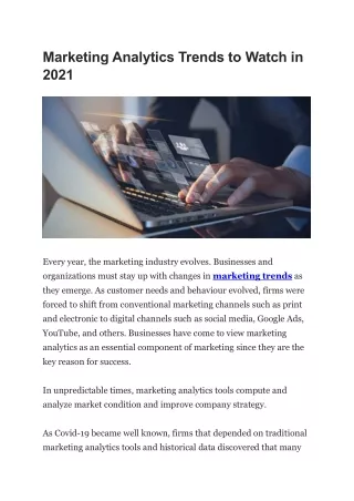 Marketing Analytics Trends to Watch in 2021