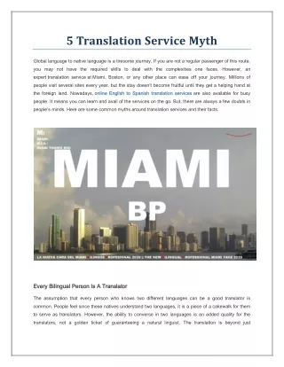Myths About Translation Services