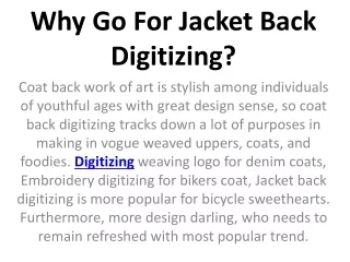 why go for jacket back digitizing