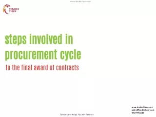 Steps involved in Procurement Cycle Until the final Award of Contracts