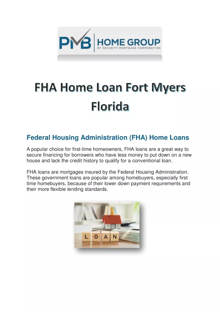 federal housing administration fha home loans