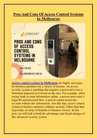 Pros And Cons Of Access Control Systems In Melbourne