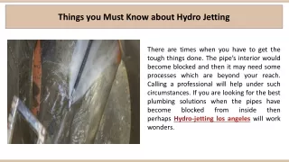 things you must know about hydro jetting
