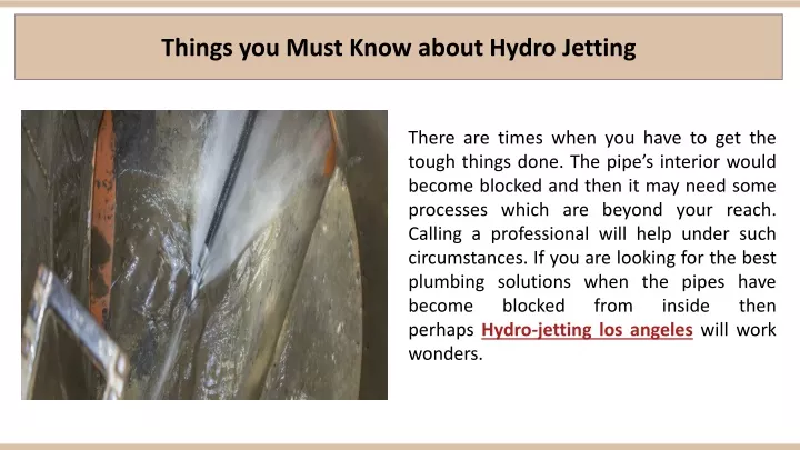 things you must know about hydro jetting