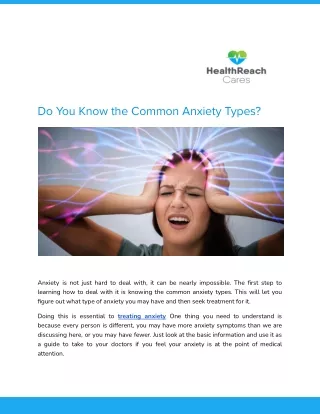 do you know the common anxiety types