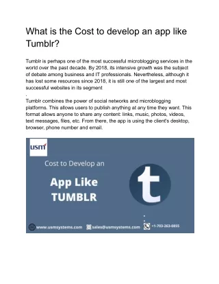 what is the cost to develop an app like tumblr