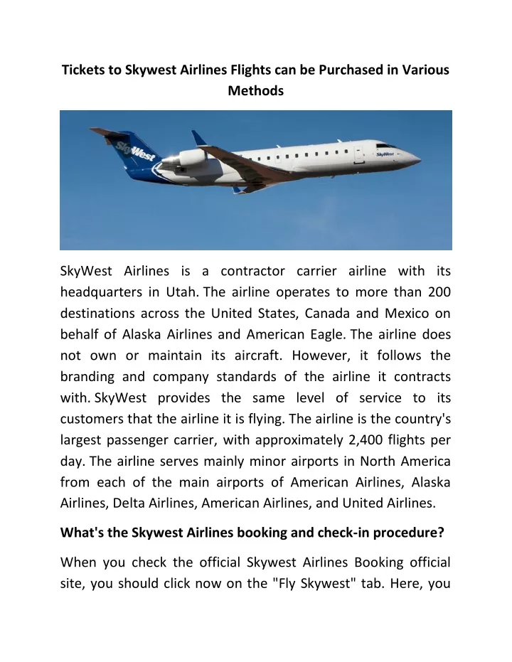 tickets to skywest airlines flights