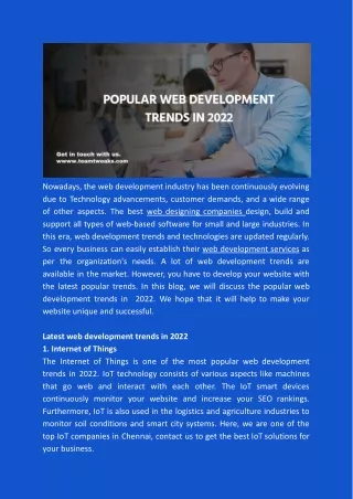 Popular web development trends in 2022