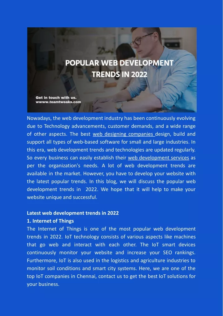 nowadays the web development industry has been