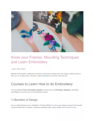 know your frames mounting techniques and learn