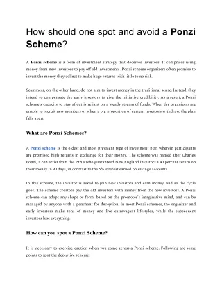 What are Ponzi Schemes?
