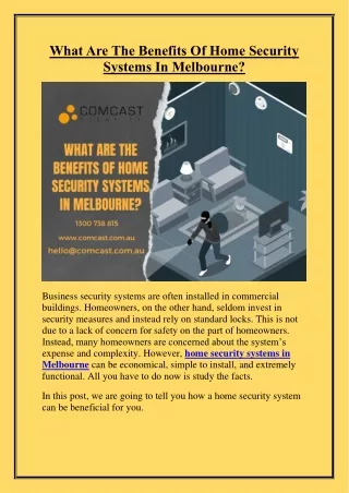 What Are The Benefits Of Home Security Systems In Melbourne