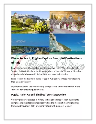 Places to See in Puglia - explore beautiful destinations of italy