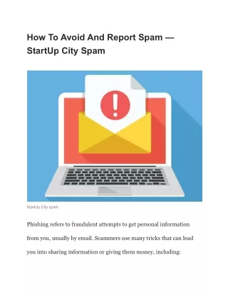 How To Avoid And Report Spam  StartUp City Spam