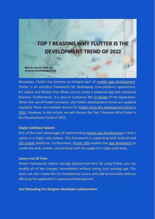 nowadays flutter has become an integral part