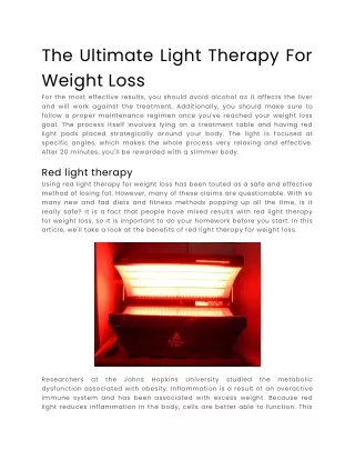 The Ultimate Light Therapy For Weight Loss