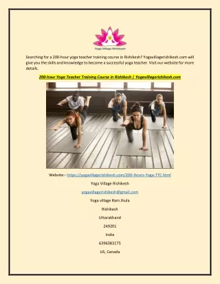 200-hour Yoga Teacher Training Course in Rishikesh | Yogavillagerishikesh.com