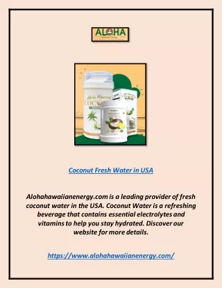 Coconut Fresh Water in Usa | Alohahawaiianenergy.com