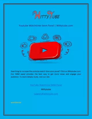 youtube watchtime smm panel wittytube com