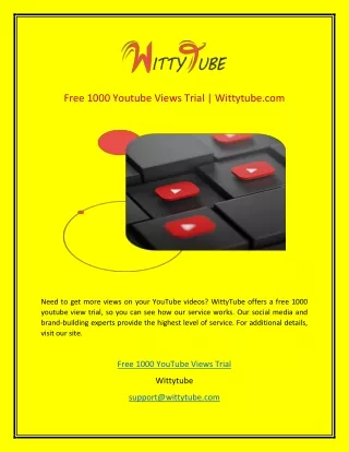 free 1000 youtube views trial wittytube com