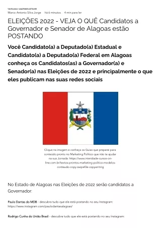 ELEIÇÕES 2022 - VEJA O QUÊ Candidatos a Governador e Senador de Alagoas estão POSTANDO