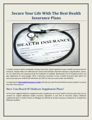 Secure Your Life With The Best Health Insurance Plans