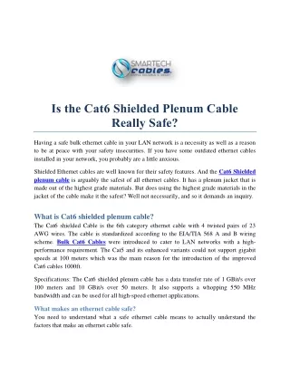 Is the Cat6 Shielded Plenum Cable Really Safe