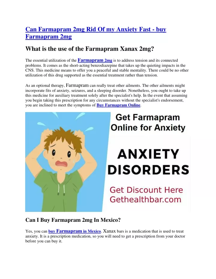 can farmapram 2mg rid of my anxiety fast