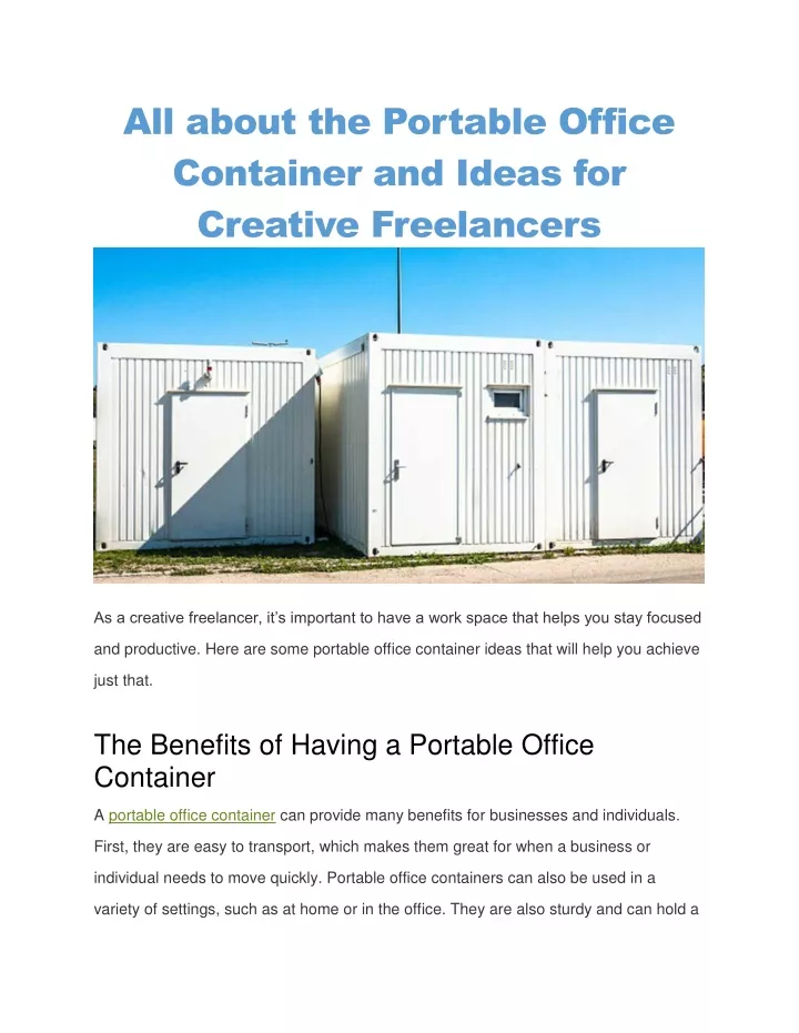 all about the portable office container and ideas