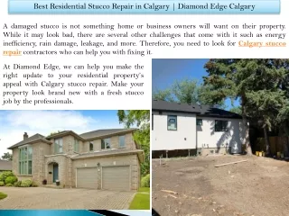 Best Residential Stucco Repair in Calgary - Diamond Edge Stucco