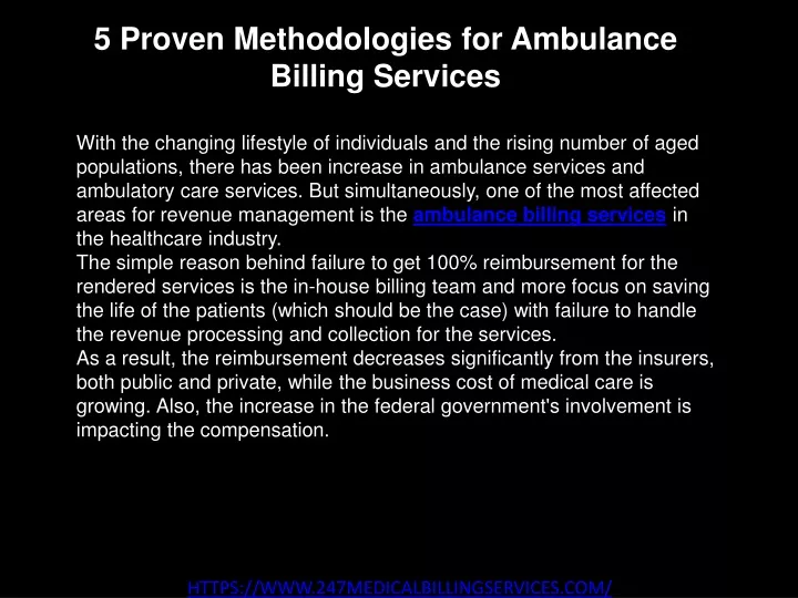 5 proven methodologies for ambulance billing services