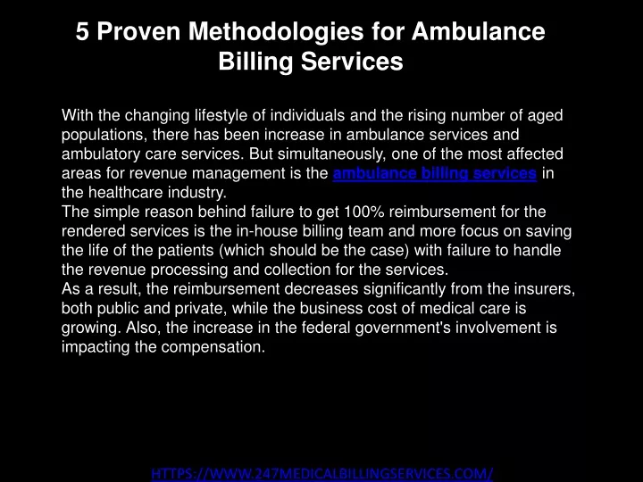 5 proven methodologies for ambulance billing