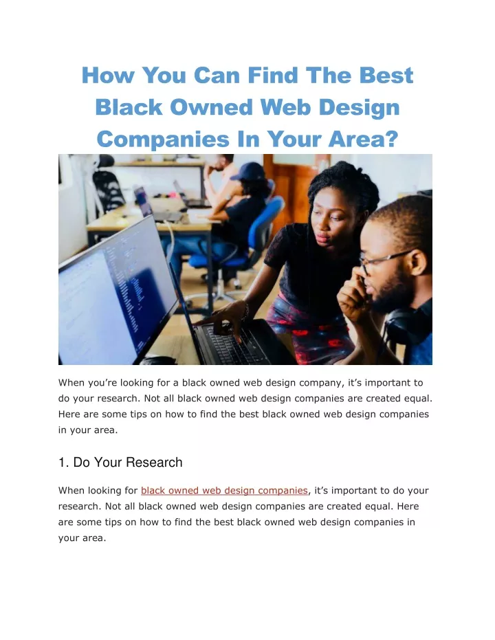 how you can find the best black owned web design