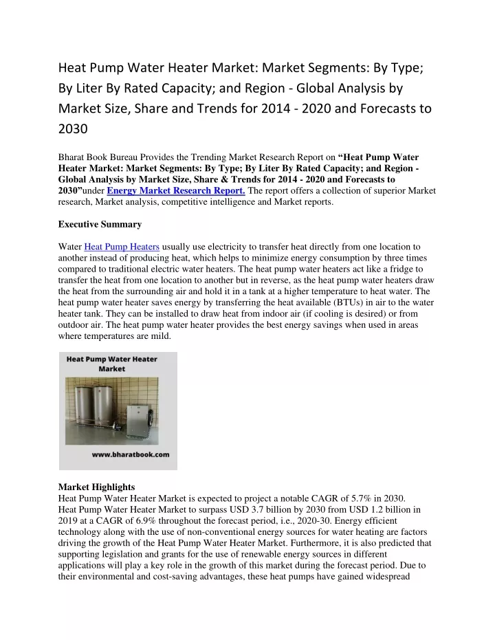 heat pump water heater market market segments