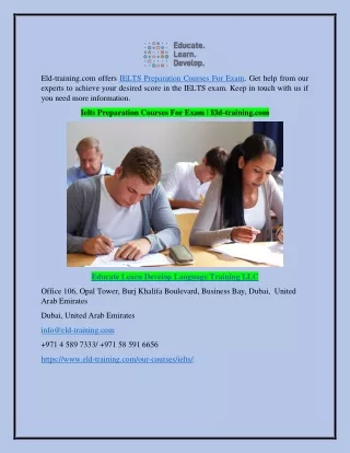 Ielts Preparation Courses For Exam | Eld-training.com