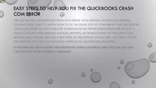 easy steps to help you fix the quickbooks crash com error