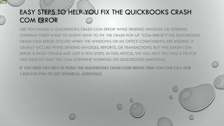 easy steps to help you fix the quickbooks crash com error